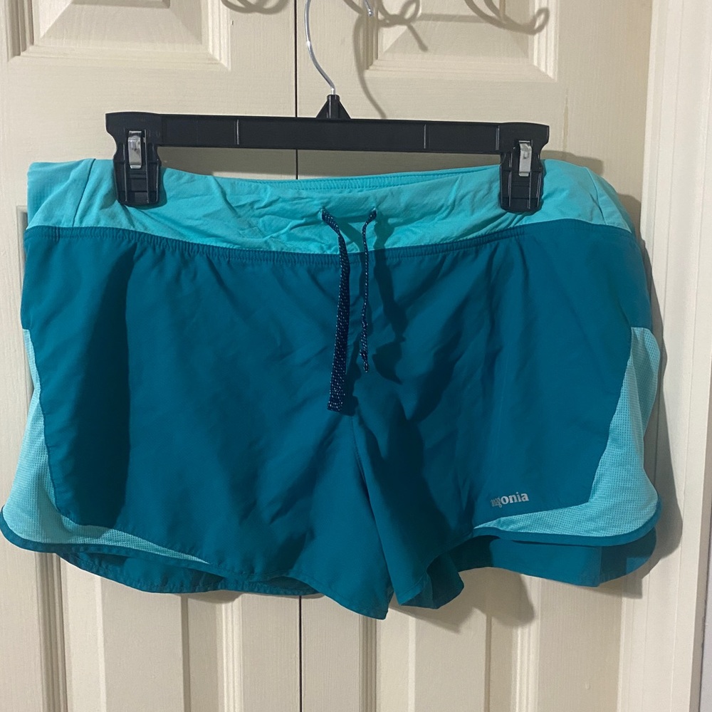 Blue Patagonia running shorts